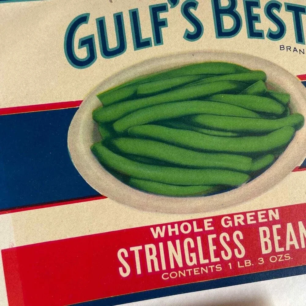 Gulf's Best Can Labels Lot of 5 Vintage Deer Island Fish & Oyster Co‎